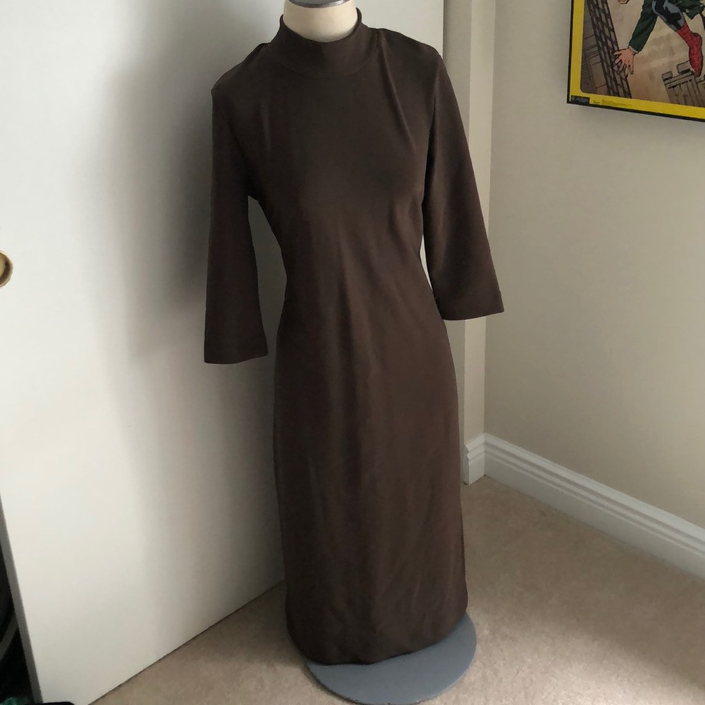 BOSTON PROPER midi brown dress